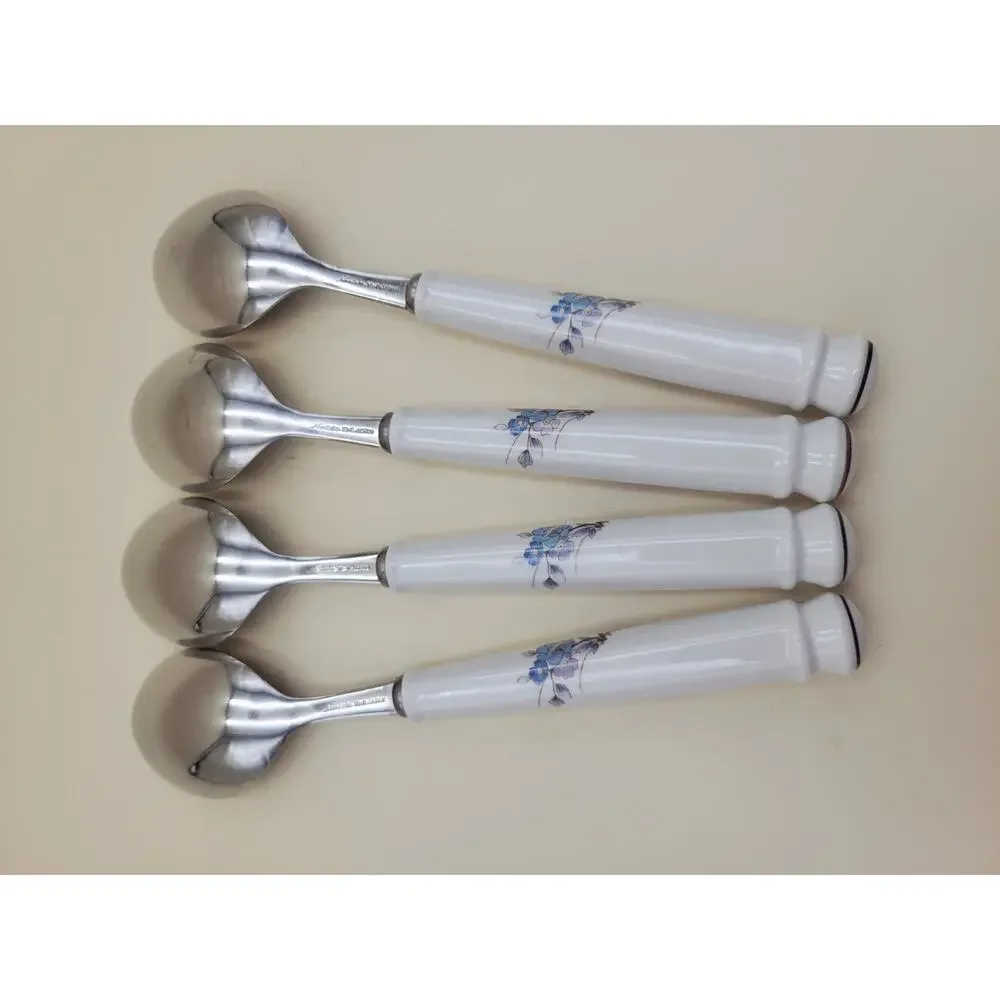 Vintage Noritake Bleufleur Flatware Set - 20pc Stainless Porcelain Japan Floral